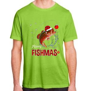 Merry Christmas Fishmas Fishing Reel Santa Snow Adult ChromaSoft Performance T-Shirt