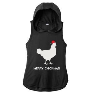 Merry Chickmas Funny Chicken Lover Santa Hat Christmas Funny Gift Cool Gift Ladies PosiCharge Tri-Blend Wicking Draft Hoodie Tank