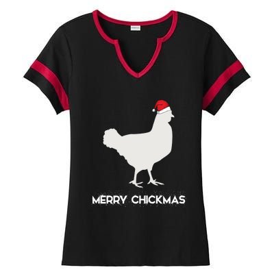 Merry Chickmas Funny Chicken Lover Santa Hat Christmas Funny Gift Cool Gift Ladies Halftime Notch Neck Tee