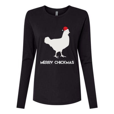 Merry Chickmas Funny Chicken Lover Santa Hat Christmas Funny Gift Cool Gift Womens Cotton Relaxed Long Sleeve T-Shirt