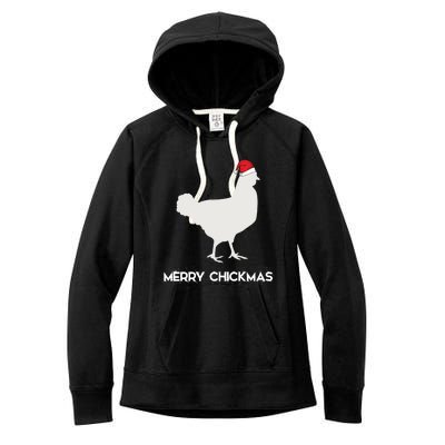 Merry Chickmas Funny Chicken Lover Santa Hat Christmas Funny Gift Cool Gift Women's Fleece Hoodie