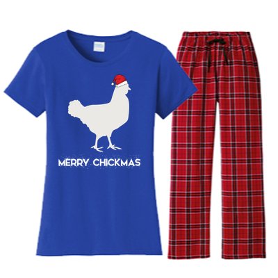 Merry Chickmas Funny Chicken Lover Santa Hat Christmas Funny Gift Cool Gift Women's Flannel Pajama Set