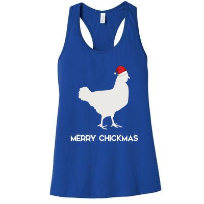 Merry Chickmas Funny Chicken Lover Santa Hat Christmas Funny Gift Cool Gift Women's Racerback Tank