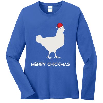 Merry Chickmas Funny Chicken Lover Santa Hat Christmas Funny Gift Cool Gift Ladies Long Sleeve Shirt