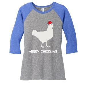 Merry Chickmas Funny Chicken Lover Santa Hat Christmas Funny Gift Cool Gift Women's Tri-Blend 3/4-Sleeve Raglan Shirt