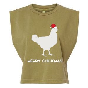 Merry Chickmas Funny Chicken Lover Santa Hat Christmas Funny Gift Cool Gift Garment-Dyed Women's Muscle Tee