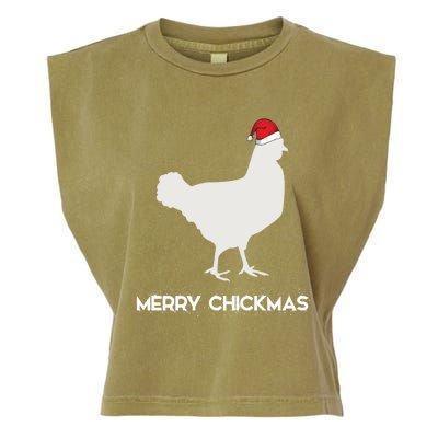 Merry Chickmas Funny Chicken Lover Santa Hat Christmas Funny Gift Cool Gift Garment-Dyed Women's Muscle Tee