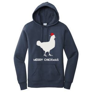 Merry Chickmas Funny Chicken Lover Santa Hat Christmas Funny Gift Cool Gift Women's Pullover Hoodie