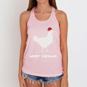 Merry Chickmas Funny Chicken Lover Santa Hat Christmas Funny Gift Cool Gift Women's Knotted Racerback Tank