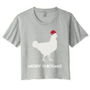 Merry Chickmas Funny Chicken Lover Santa Hat Christmas Funny Gift Cool Gift Women's Crop Top Tee