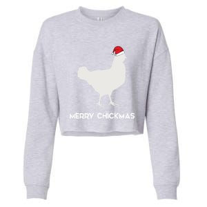 Merry Chickmas Funny Chicken Lover Santa Hat Christmas Funny Gift Cool Gift Cropped Pullover Crew