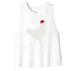 Merry Chickmas Funny Chicken Lover Santa Hat Christmas Funny Gift Cool Gift Women's Racerback Cropped Tank