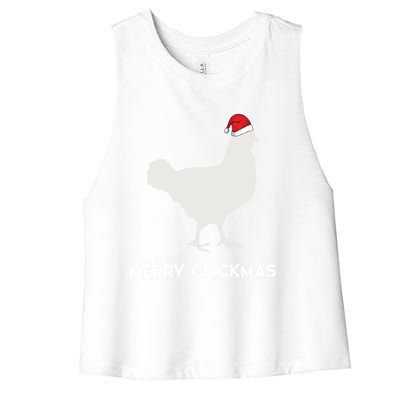 Merry Chickmas Funny Chicken Lover Santa Hat Christmas Funny Gift Cool Gift Women's Racerback Cropped Tank