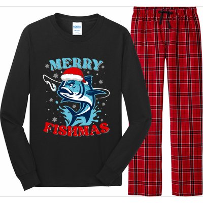 Merry Christmas Fishmas Funny Fishing Fish Great Gift Long Sleeve Pajama Set