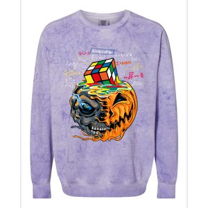 Melting Cube Funny Rubik Rubix Rubics Player Cube Halloween Gift Colorblast Crewneck Sweatshirt