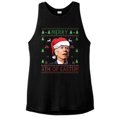 Merry Christmas Funny Joe Biden Happy 4th of July Ugly Xmas  Ladies PosiCharge Tri-Blend Wicking Tank