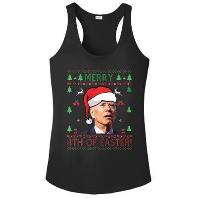 Merry Christmas Funny Joe Biden Happy 4th of July Ugly Xmas  Ladies PosiCharge Competitor Racerback Tank