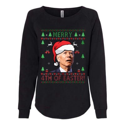 Merry Christmas Funny Joe Biden Happy 4th of July Ugly Xmas  Womens California Wash Sweatshirt