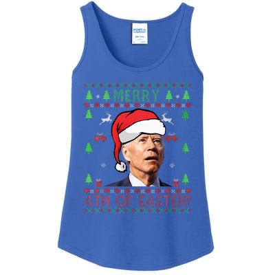 Merry Christmas Funny Joe Biden Happy 4th of July Ugly Xmas  Ladies Essential Tank