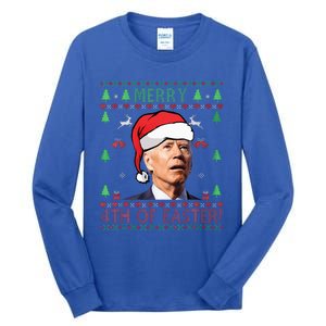 Merry Christmas Funny Joe Biden Happy 4th of July Ugly Xmas  Tall Long Sleeve T-Shirt