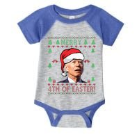 Merry Christmas Funny Joe Biden Happy 4th of July Ugly Xmas  Infant Baby Jersey Bodysuit