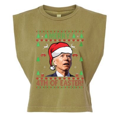 Merry Christmas Funny Joe Biden Happy 4th of July Ugly Xmas  Garment-Dyed Women's Muscle Tee