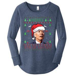 Merry Christmas Funny Joe Biden Happy 4th of July Ugly Xmas  Women's Perfect Tri Tunic Long Sleeve Shirt