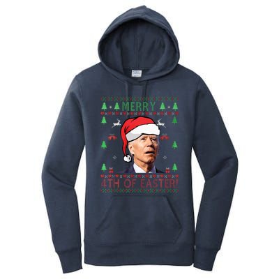 Merry Christmas Funny Joe Biden Happy 4th of July Ugly Xmas  Women's Pullover Hoodie