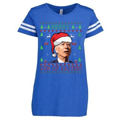 Merry Christmas Funny Joe Biden Happy 4th of July Ugly Xmas  Enza Ladies Jersey Football T-Shirt