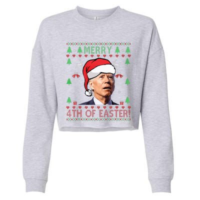 Merry Christmas Funny Joe Biden Happy 4th of July Ugly Xmas  Cropped Pullover Crew