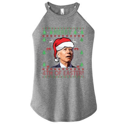 Merry Christmas Funny Joe Biden Happy 4th of July Ugly Xmas  Women's Perfect Tri Rocker Tank