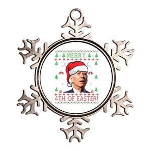 Merry Christmas Funny Joe Biden Happy 4th of July Ugly Xmas  Metallic Star Ornament