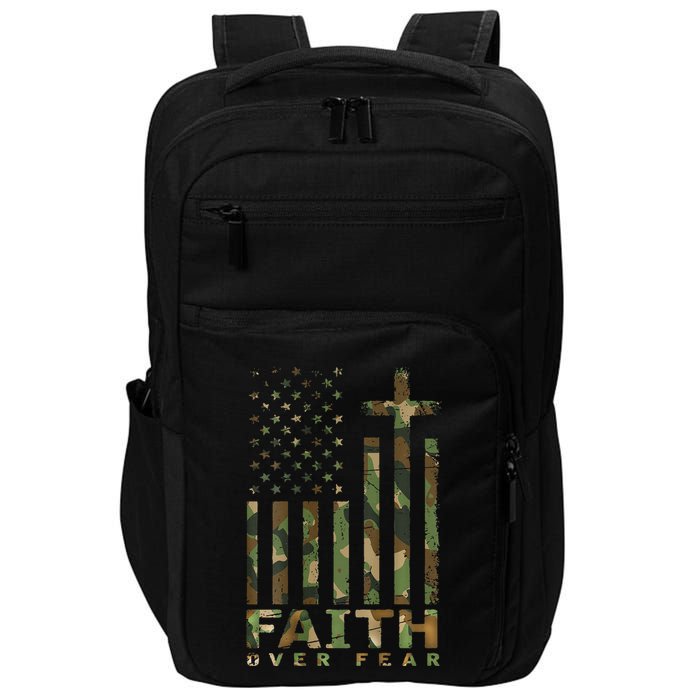 Military Camo Faith Over Fear Inspirational Christian Impact Tech Backpack