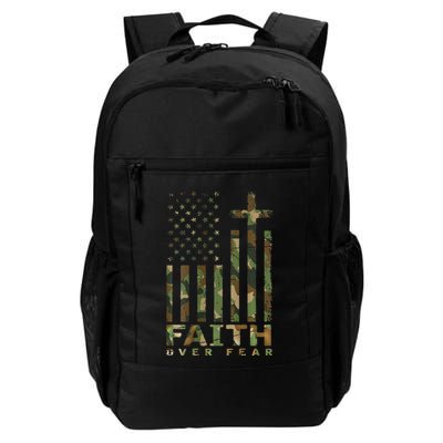 Military Camo Faith Over Fear Inspirational Christian Backpack