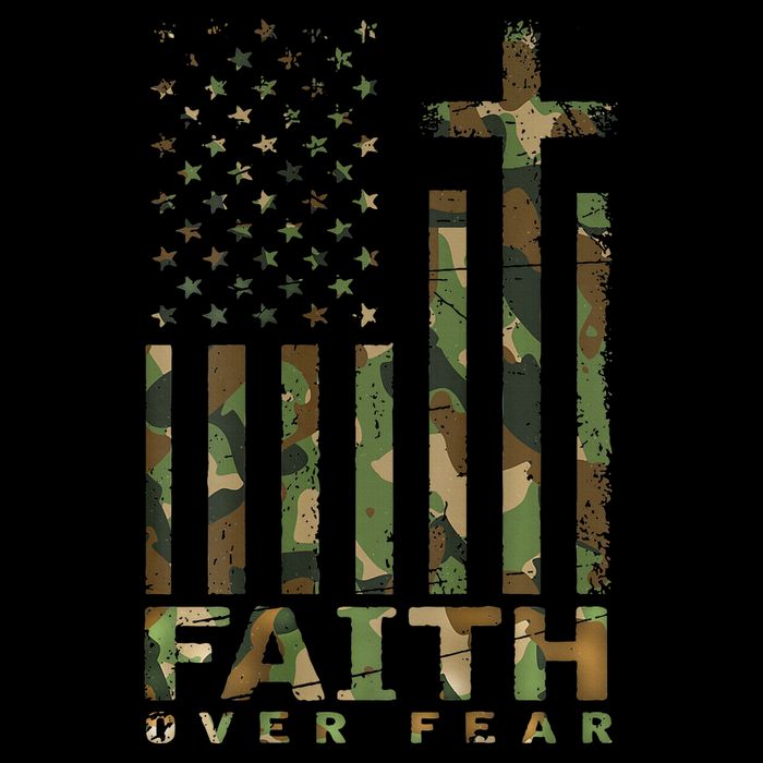 Military Camo Faith Over Fear Inspirational Christian Drawstring Bag
