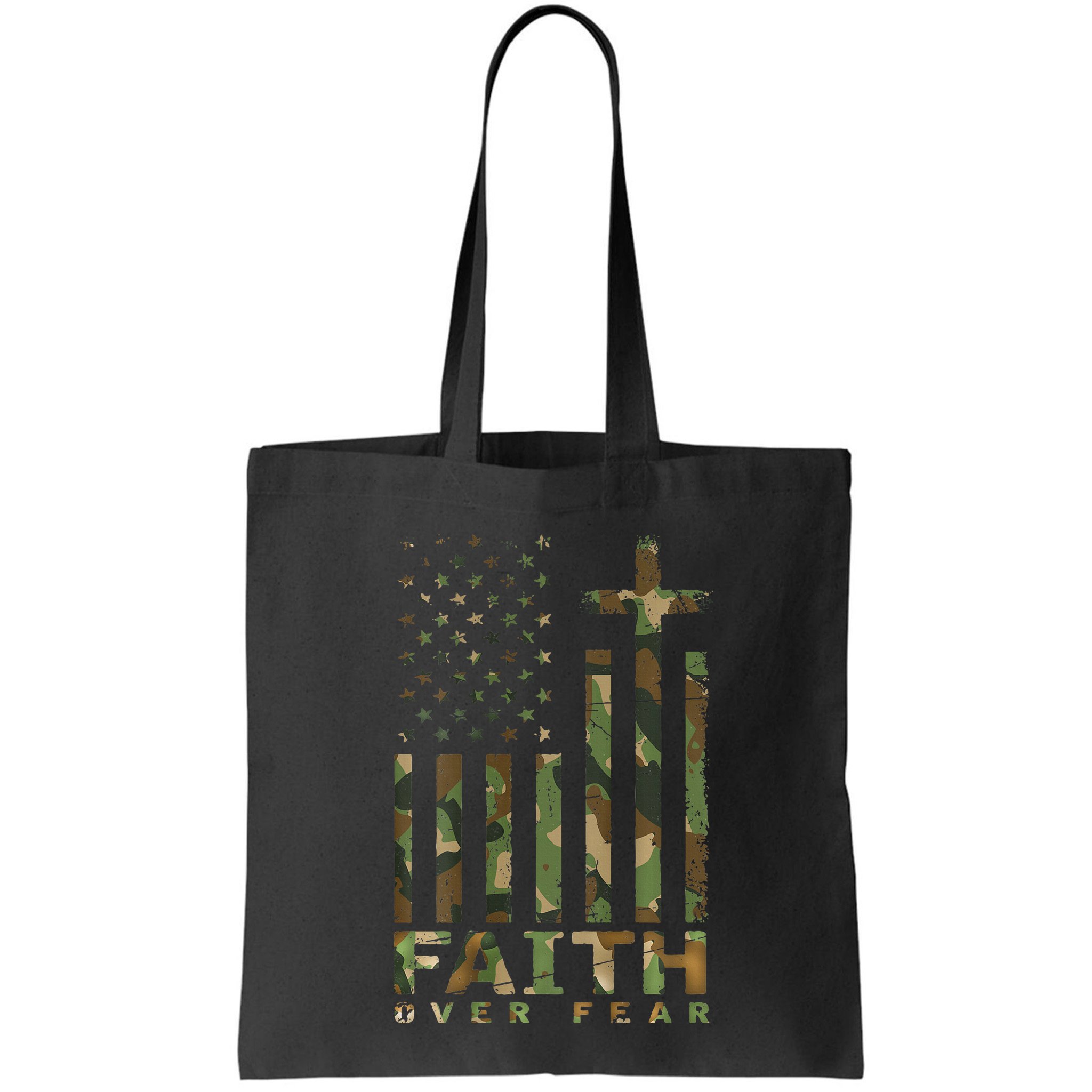 Military Camo Faith Over Fear Inspirational Christian Bag
