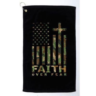 Military Camo Faith Over Fear Inspirational Christian Golf Towel