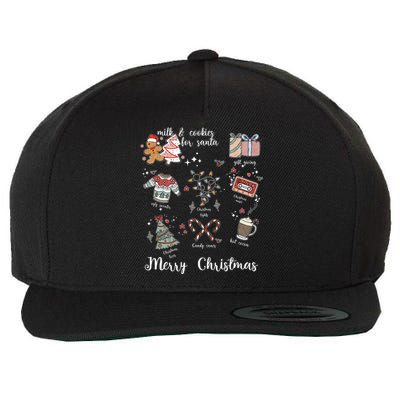 Merry Christmas Favorite Things Milk And Cookies For Santa Gift Wool Snapback Cap