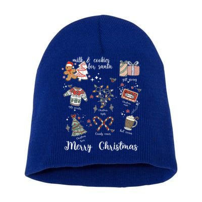 Merry Christmas Favorite Things Milk And Cookies For Santa Gift Short Acrylic Beanie