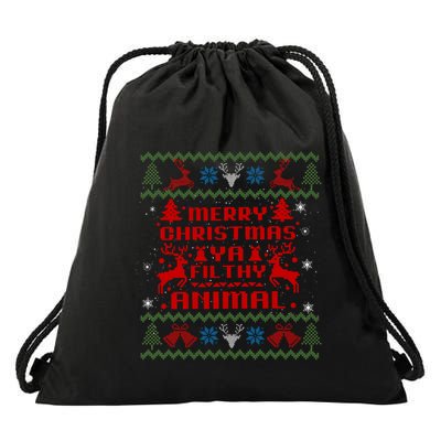 Merry Christmasya Filthy Animal Ugly Christmas Sweater Drawstring Bag