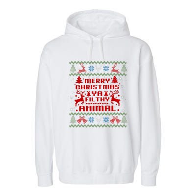 Merry Christmasya Filthy Animal Ugly Christmas Sweater Garment-Dyed Fleece Hoodie