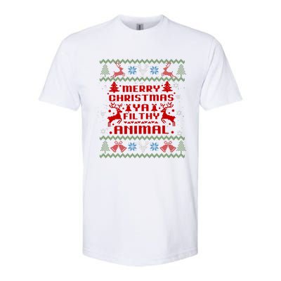 Merry Christmasya Filthy Animal Ugly Christmas Sweater Softstyle CVC T-Shirt