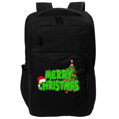 Merry Christmas Festive Holiday Impact Tech Backpack