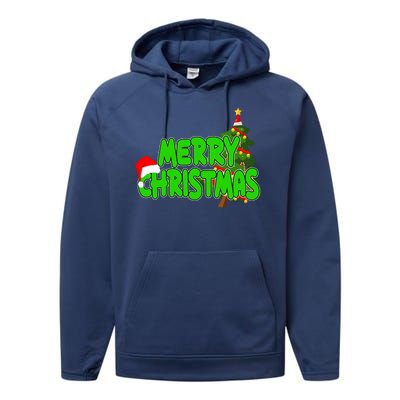 Merry Christmas Festive Holiday Performance Fleece Hoodie