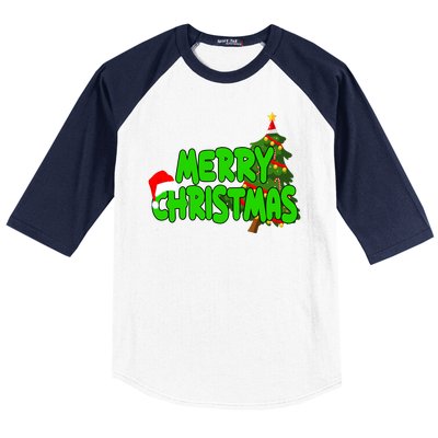 Merry Christmas Festive Holiday Baseball Sleeve Shirt