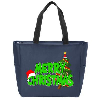 Merry Christmas Festive Holiday Zip Tote Bag