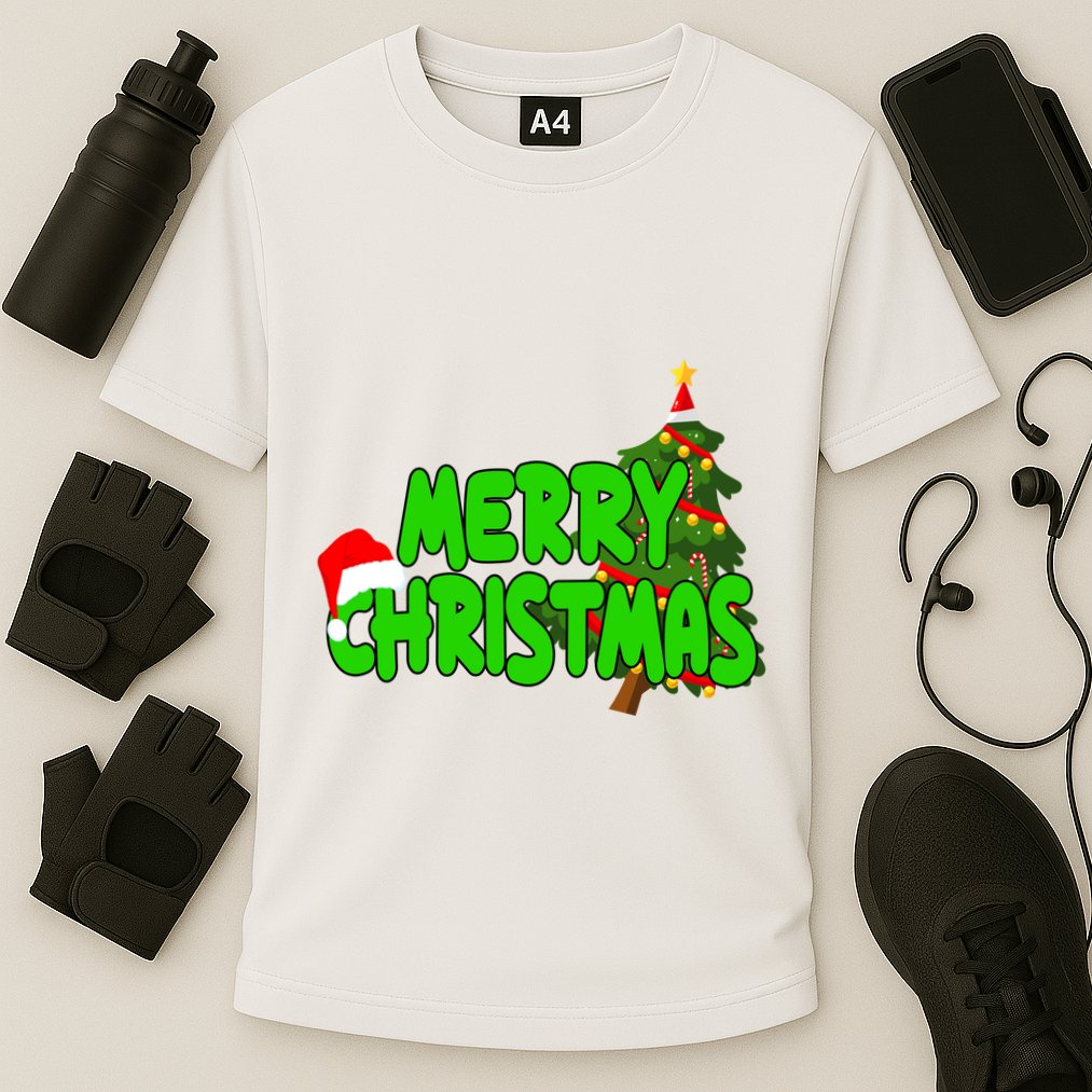 Merry Christmas Festive Holiday Cooling Performance Crew T-Shirt