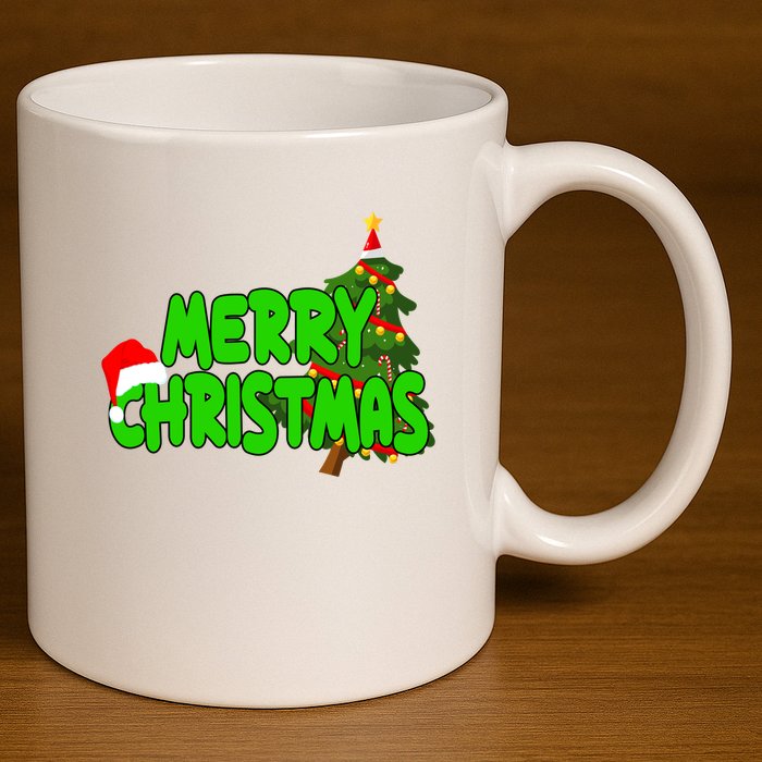Merry Christmas Festive Holiday 11oz C Handle Ceramic Mug