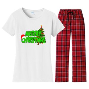 Merry Christmas Festive Holiday Women's Flannel Pajama Set