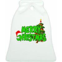 Merry Christmas Festive Holiday Ceramic Bell Ornament